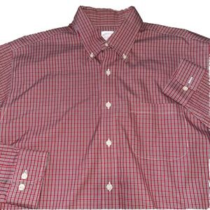 🔥Mens Large🔥 Brooks Brother Button Long Sleeve Red Plaid Shirt, Non Iron‎